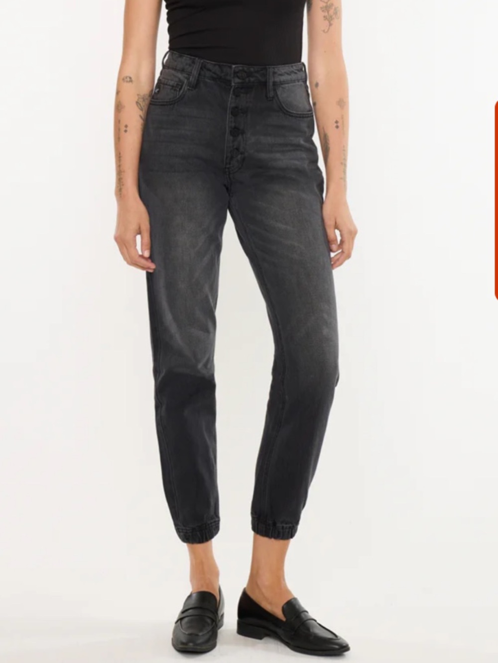 KanCan Sheldon High Rise Jogger Jeans - Washed Black - 28